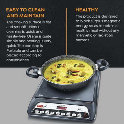 Prestige Pic 20 Neo Induction Cooktop 1600W|Indian Menu Options| Automatic Voltage Regulator| Timer With User Pre-Set, Manual, Black - Image 3